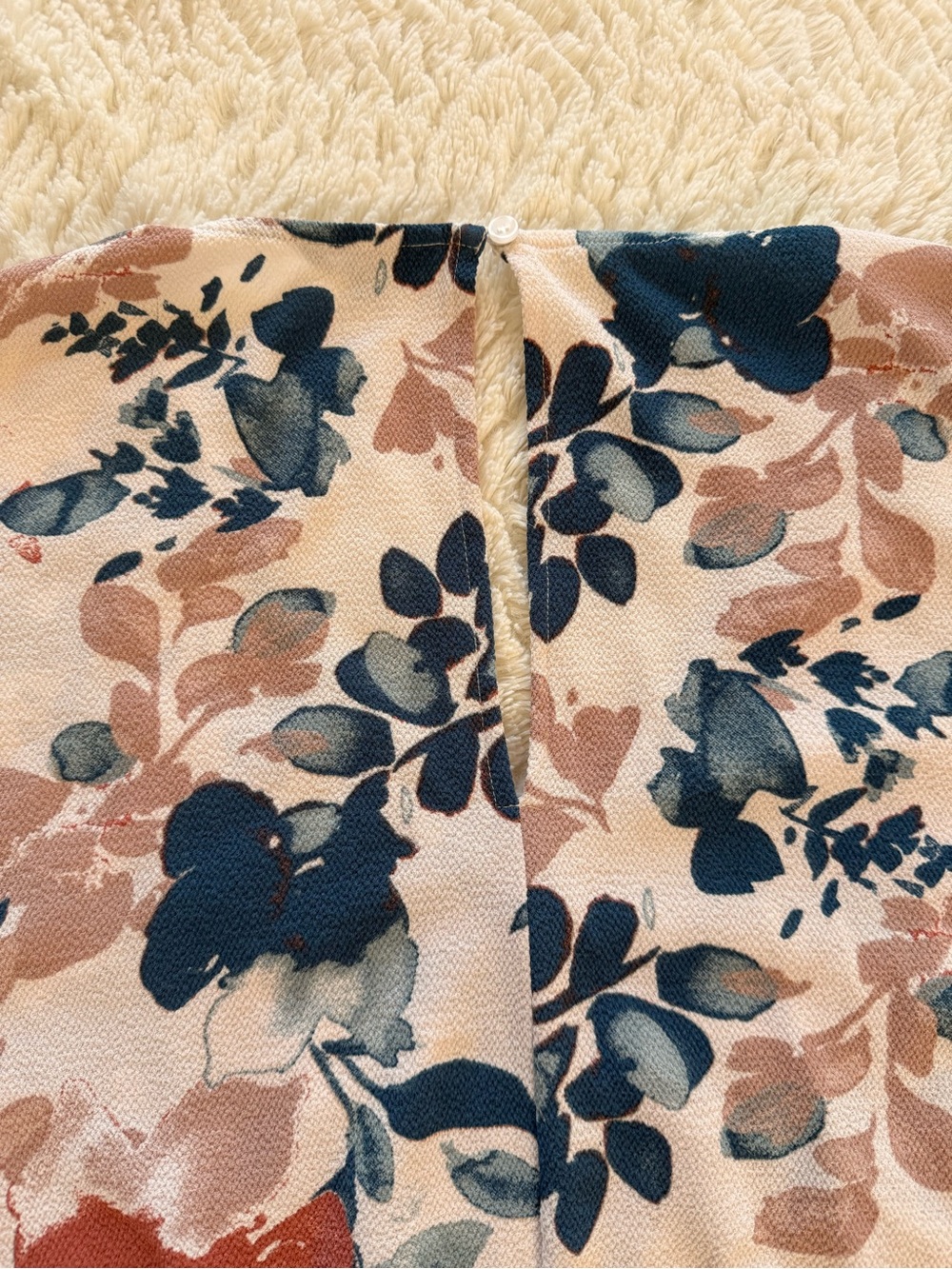 Floral Print Midi Dress with Tie Waist - Blush & Navy - Picture 8 of 8